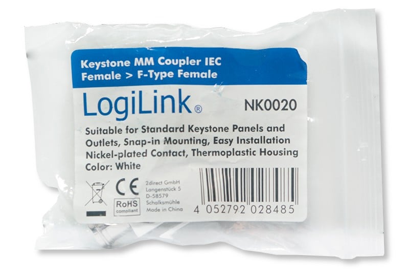 Adattatore Keystone IEC Femmina a F Femmina - Logilink IWP-ADAP-COAXFW