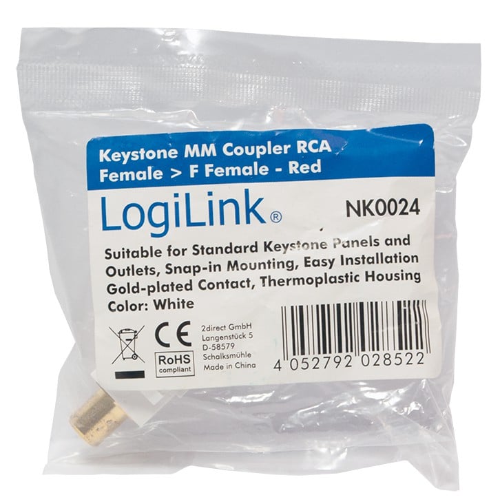 Adattatore Keystone RCA/F F/F Rosso - Logilink IWP-ADAP-RCA/FRF