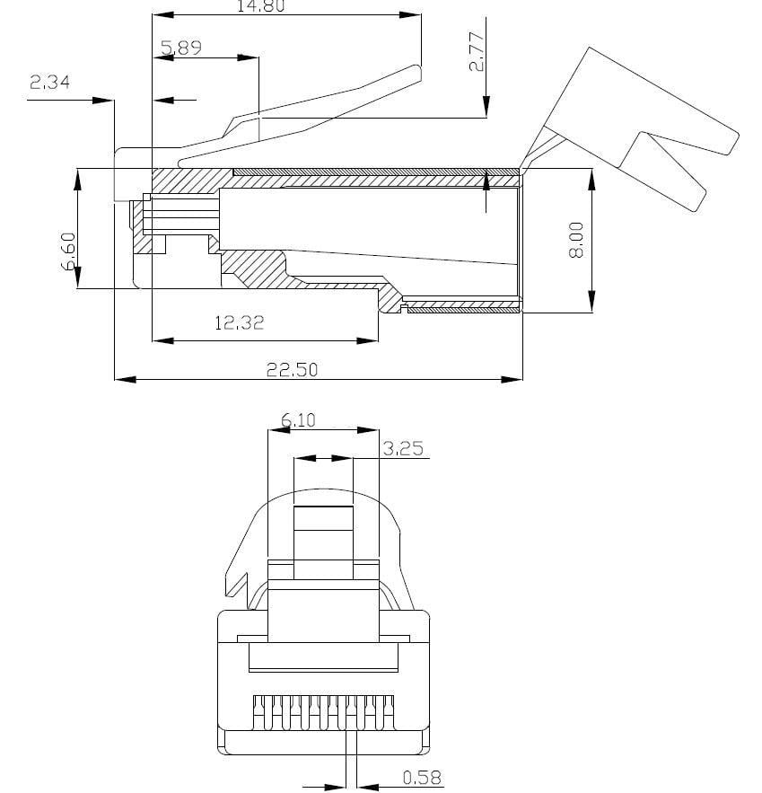 Plug Cat6A RJ45 Schermato STP per Cavo Rigido/Flessibile Cat6/6A/7 10pz - Intellinet IWP-CAT6AS