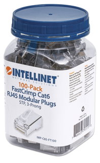 100 Modular Plugs RJ 45 passers Cat 6 FastCrimp - Intellinet IWP-CAT 6 SJ