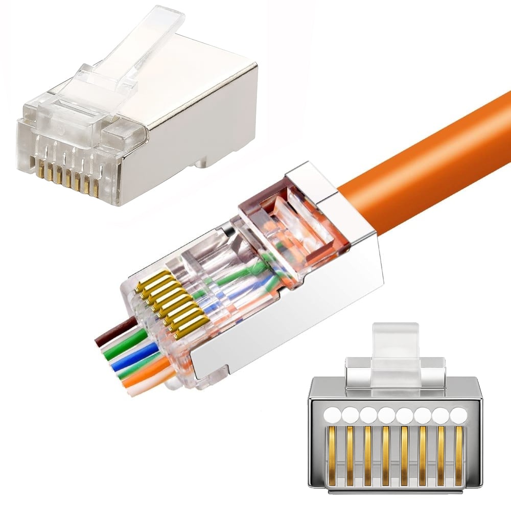 Confezione 100 Plug modulari RJ45 Passanti Cat6 STP - Techly Professional IWP-CAT6ST