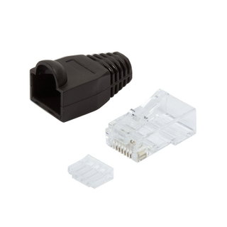 Plug Cat6 RJ45 e Copriconnettore per Cavo Non Schermato, 100pz Nero - Logilink IWP-CAT6U-BK