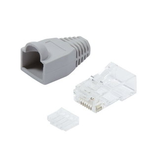 Plug Cat6 RJ45 e Copriconnettore per Cavo Non Schermato 100pz Grigio - Logilink IWP-CAT6U-GY