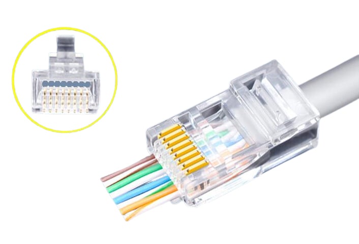Confezione 100 Plug Modulari RJ45 Passante Cat6 FastCrimp UTP - Intellinet IWP-CAT6UJ