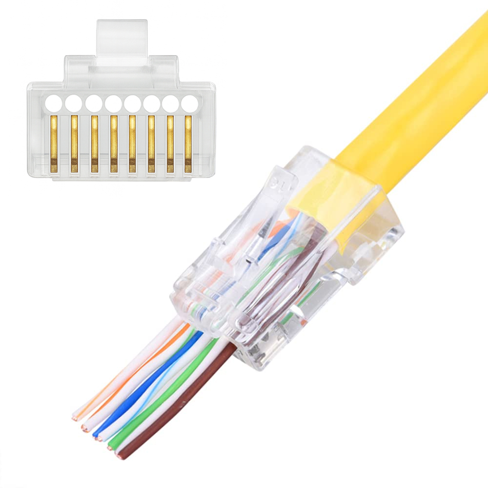 Confezione 100 Plug modulari RJ45 Passanti Cat6 UTP - Techly Professional IWP-CAT6UT