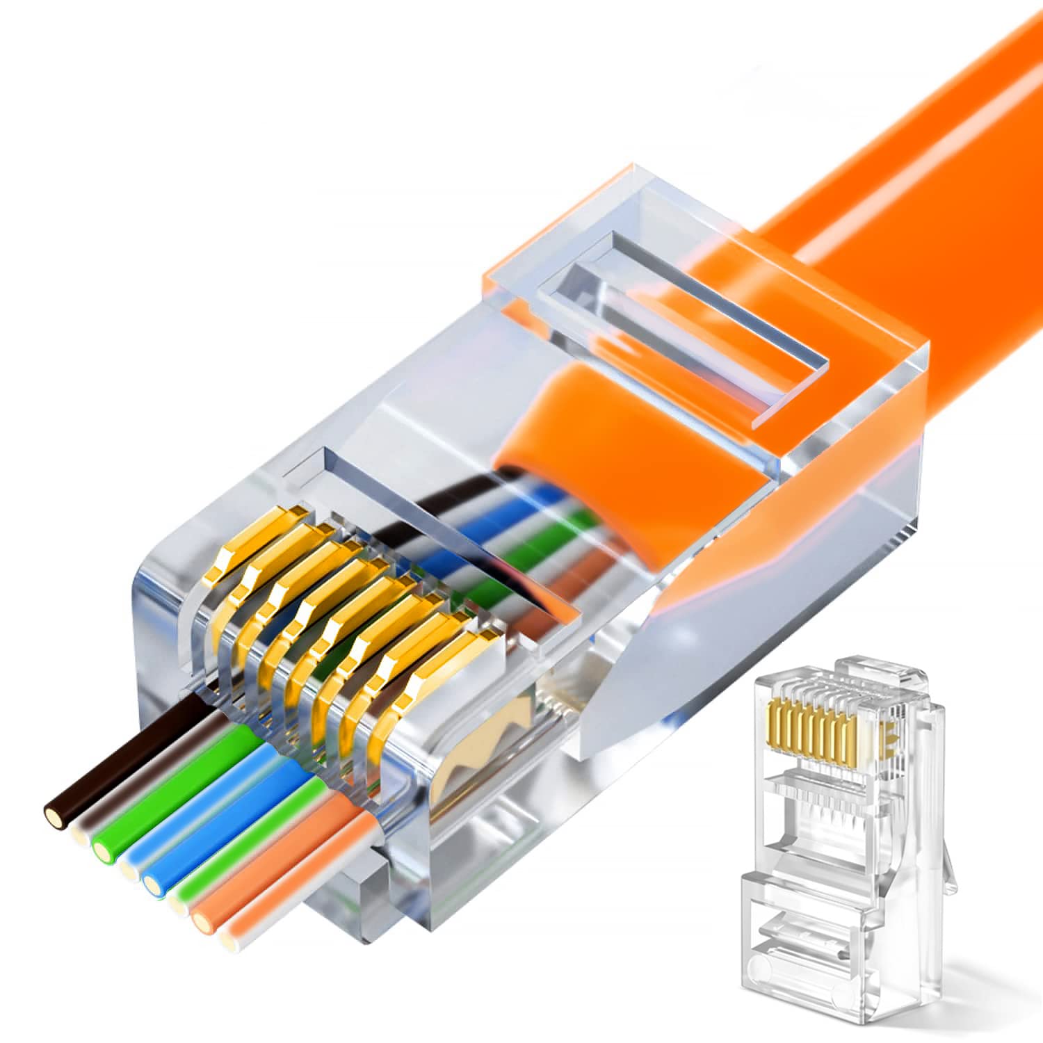 Confezione 100 Plug modulari RJ45 Passanti Cat6 UTP - Techly Professional IWP-CAT6UT