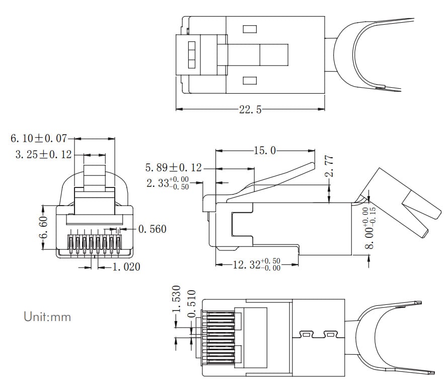 Plug Modulare Dorato RJ45 Cat8.1/Cat6A 10pz - Logilink IWP-CAT81-GOLD