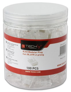 Confezione 100 Plug RJ45 UTP per Cavo Rigido Cat5E - Techly Professional IWP-JAR-C5RTY