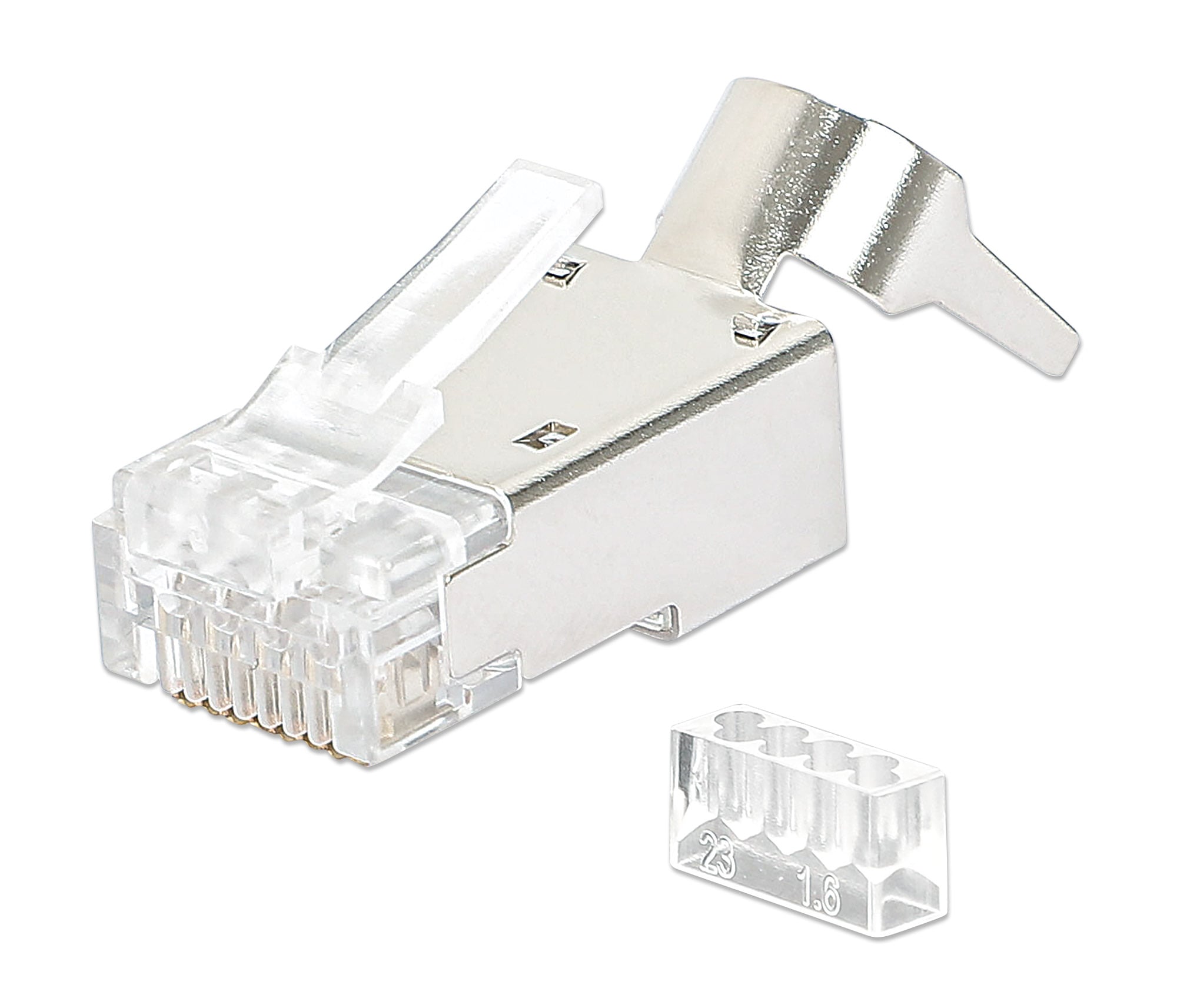 Confezione 50 Plug RJ45 STP per Cavo Rigido Flessibile Cat6A STP - Intellinet IWP-JAR-C6A