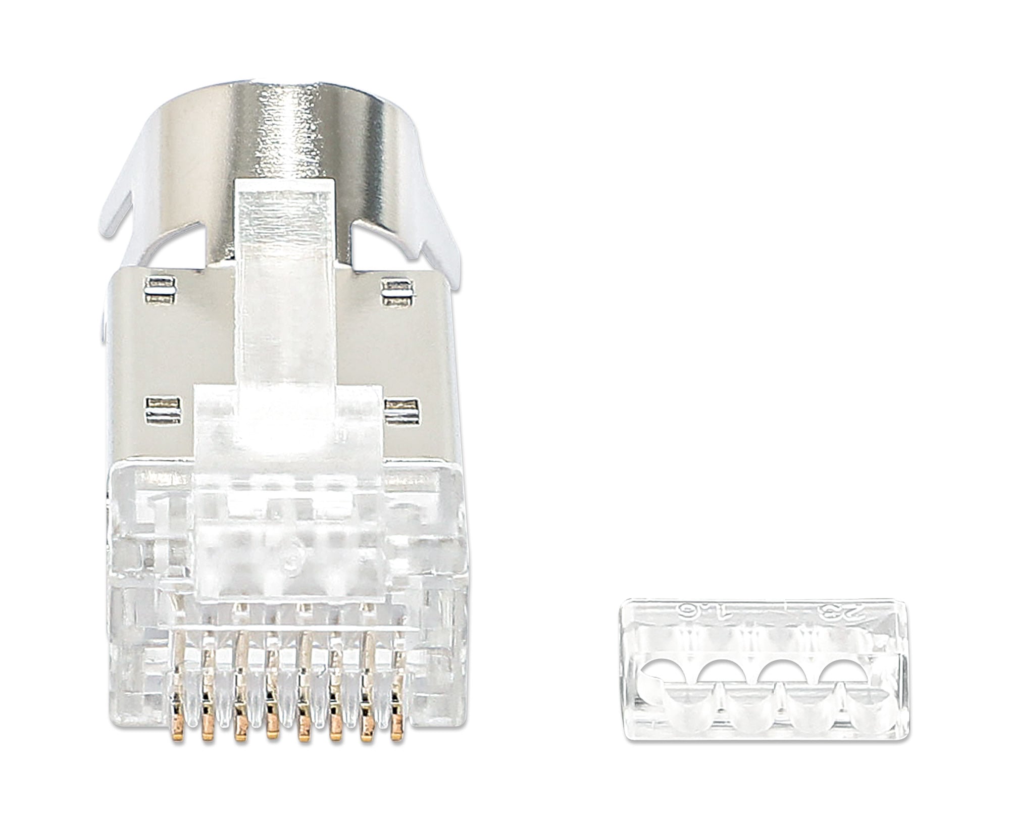 Confezione 50 Plug RJ45 STP per Cavo Rigido Flessibile Cat6A STP - Intellinet IWP-JAR-C6A