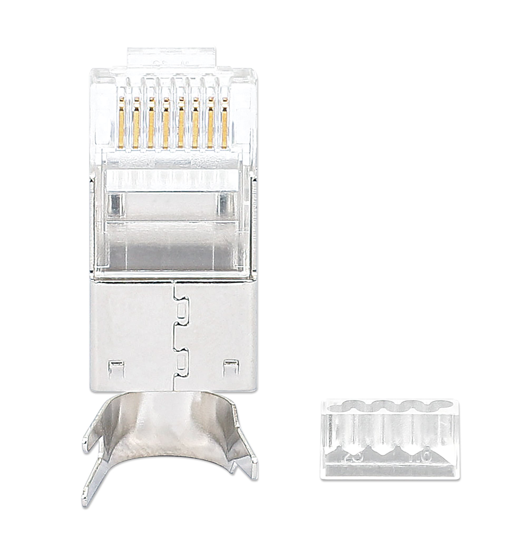 Confezione 50 Plug RJ45 STP per Cavo Rigido Flessibile Cat6A STP - Intellinet IWP-JAR-C6A