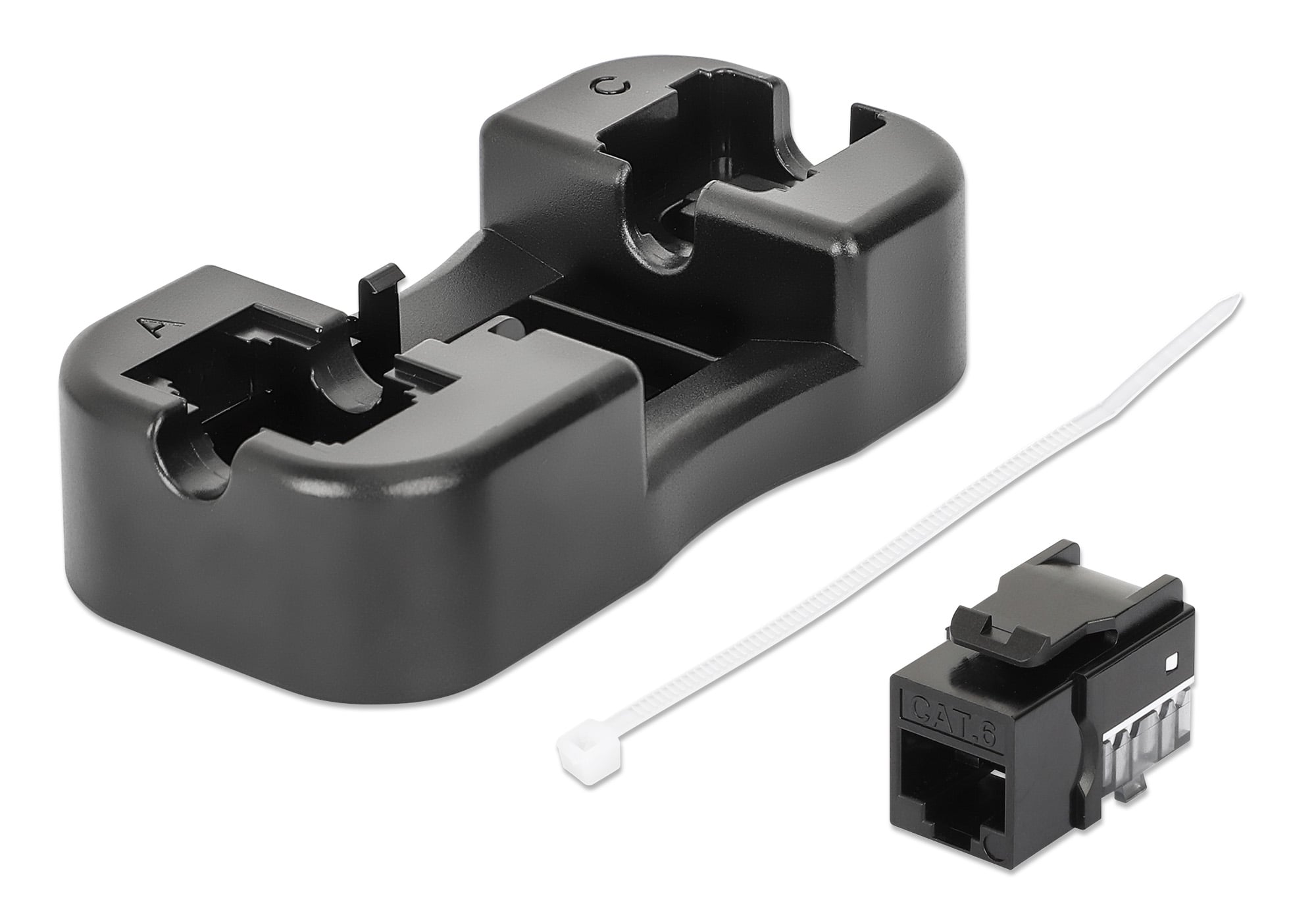 Frutto Keystone Slim Cat6 per Cavo Rigido con Supporto Punch-Down 25 pz Nero - Intellinet IWP-JAR-C6BK
