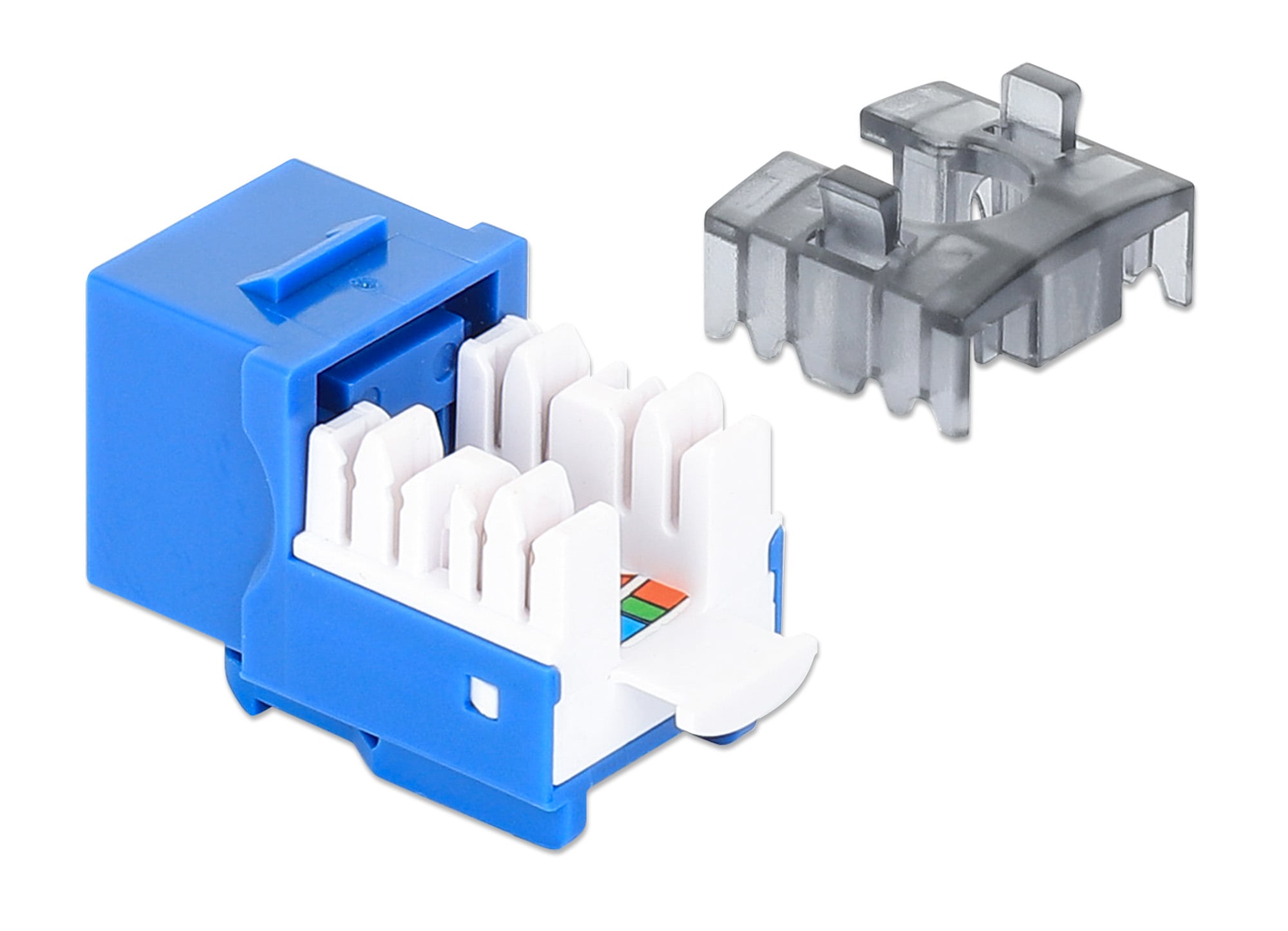 Frutto Keystone Slim Cat6 per Cavo Rigido con Supporto Punch-Down 25 pz Blu - Intellinet IWP-JAR-C6BL