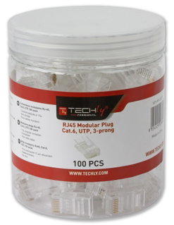 Confezione 100 Plug RJ45 UTP per Cavo Rigido Cat6 - Techly Professional IWP-JAR-C6RTY