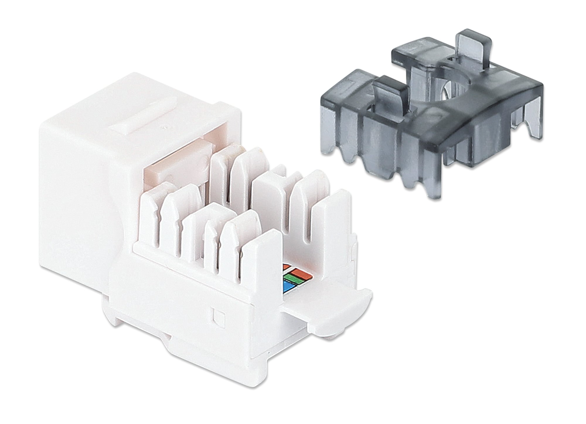 Frutto Keystone Slim Cat6 per Cavo Rigido con Supporto Punch-Down 25 pz Bianco - Intellinet IWP-JAR-C6WH