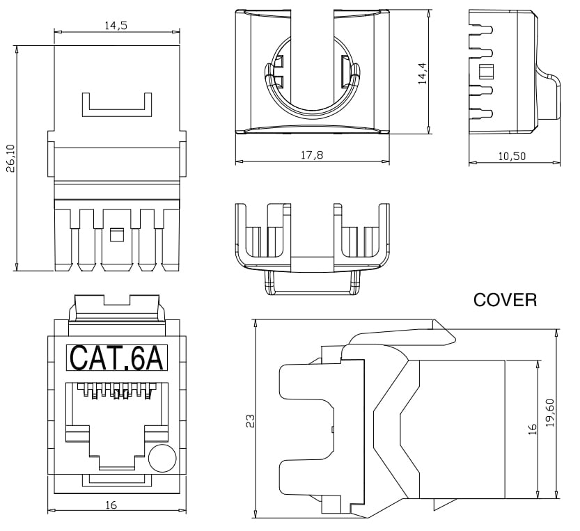 Kit 24 Frutti Cat6A UTP 180° Keystone con Pinza Crimpatrice - Techly Professional IWP-KIT-C6AU180