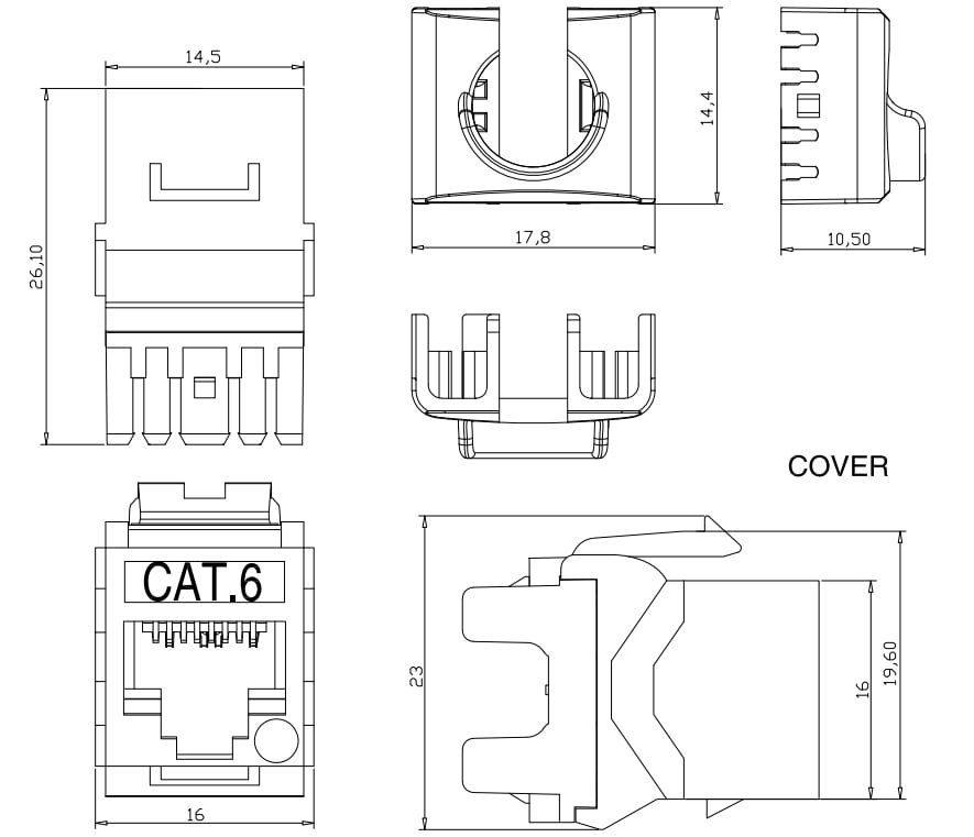 Kit 24 Frutti Cat6 UTP 180° Keystone con Pinza Crimpatrice - Techly Professional IWP-KIT-C6U180