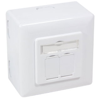 External wall socket 2 xRJ 45 Cat 6 FTP white recessed - Logilink IWP-MD 8 / 8 -SAP-C 6