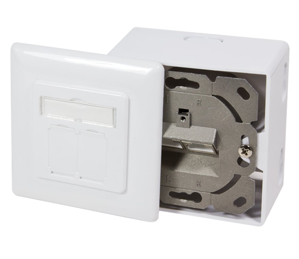 Presa a Muro Esterna 2xRJ45 Cat6 FTP Bianca da incasso - Logilink IWP-MD 8/8-SAP-C6