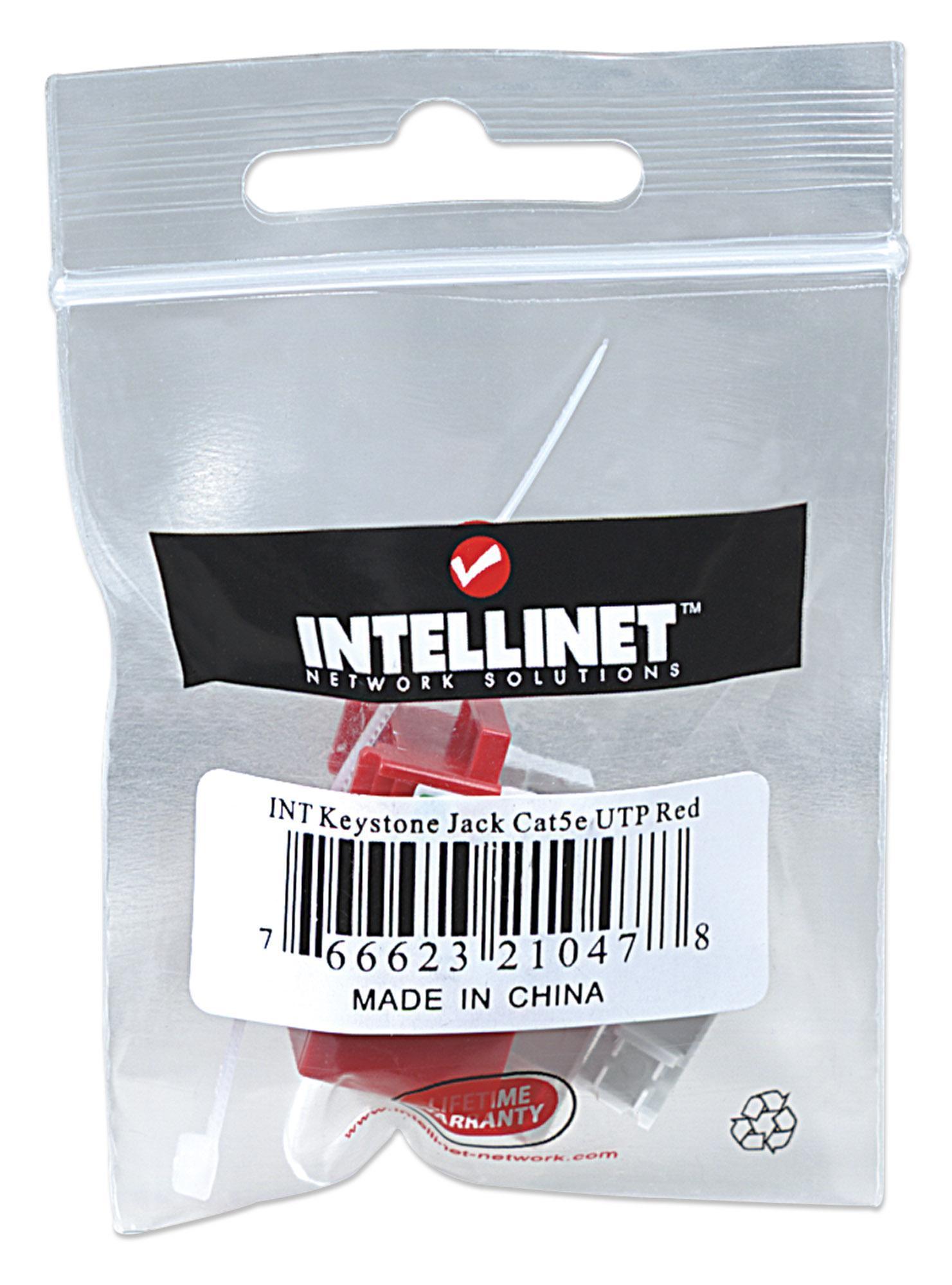 Frutto Keystone RJ45 Cat5E UTP IDC 90° Rosso - Intellinet IWP-MD C5E/RED