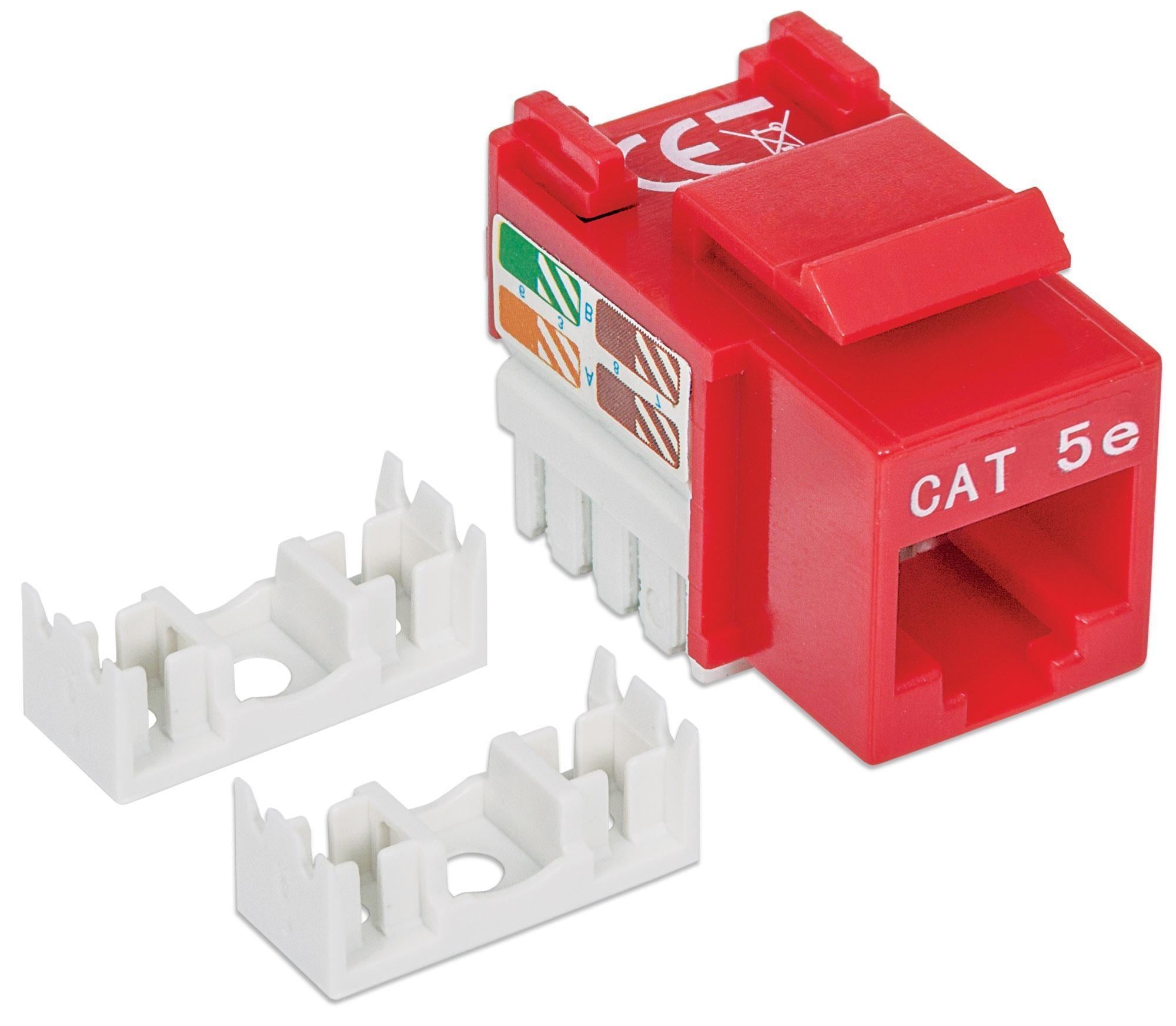 Frutto Keystone RJ45 Cat5E UTP IDC 90° Rosso - Intellinet IWP-MD C5E/RED