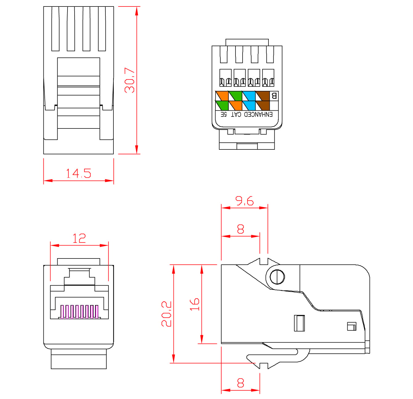 Frutto Keystone RJ45 UTP Cat5E Tooless Bianco - Techly Professional IWP-MD C5E/TLUT