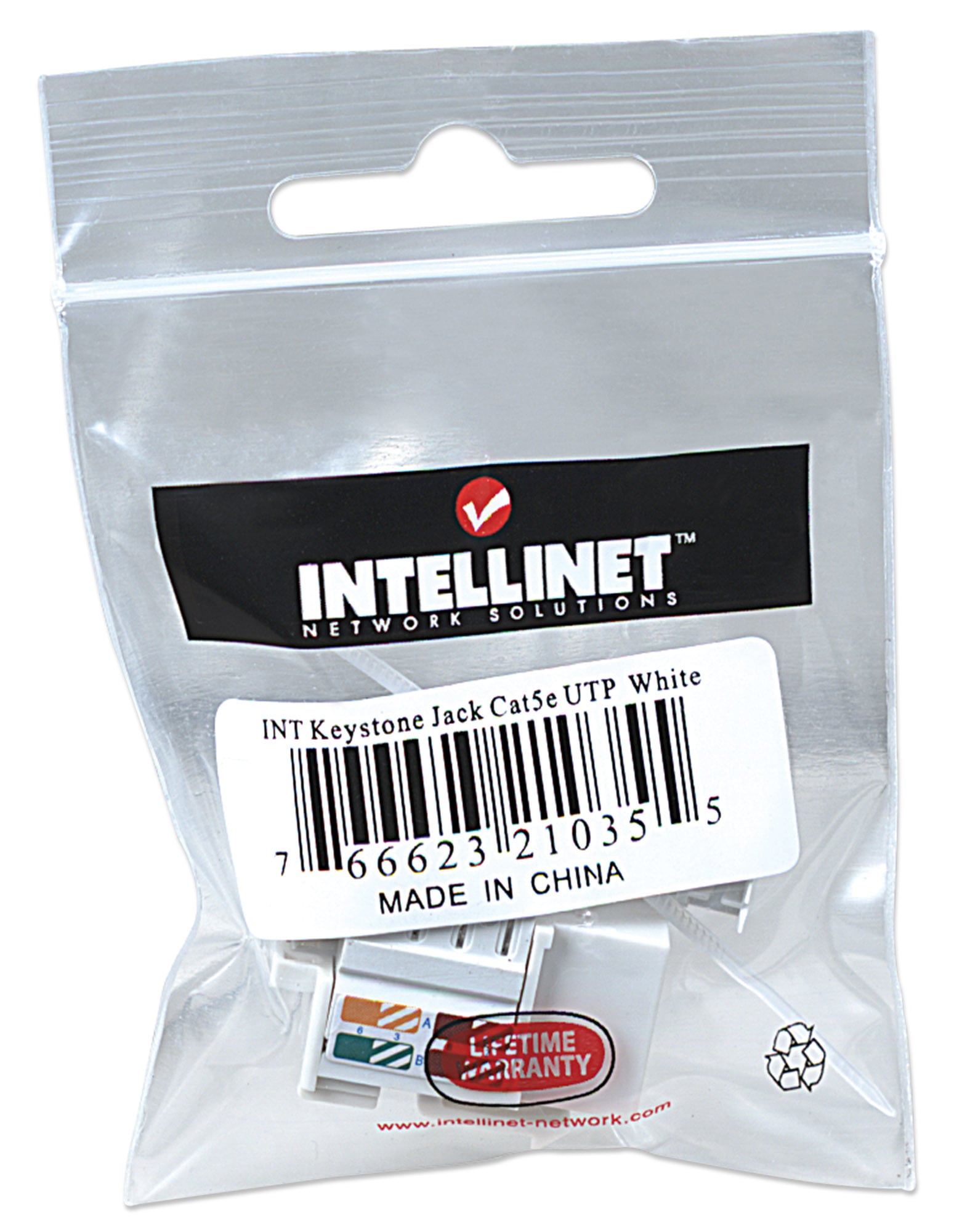 Frutto Keystone RJ45 Cat5E UTP IDC 90° Bianco - Intellinet IWP-MD C5E/WH