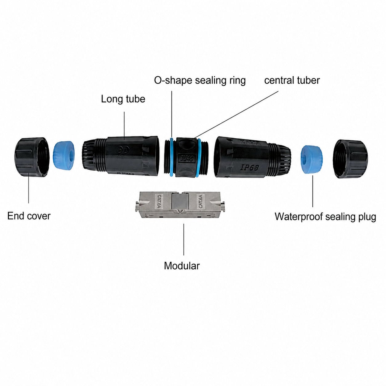 Connettore da Esterno per Cavo Cat6A e Cat7 IP68 Toolless - Techly Professional IWP-MD C6A-IPTLT