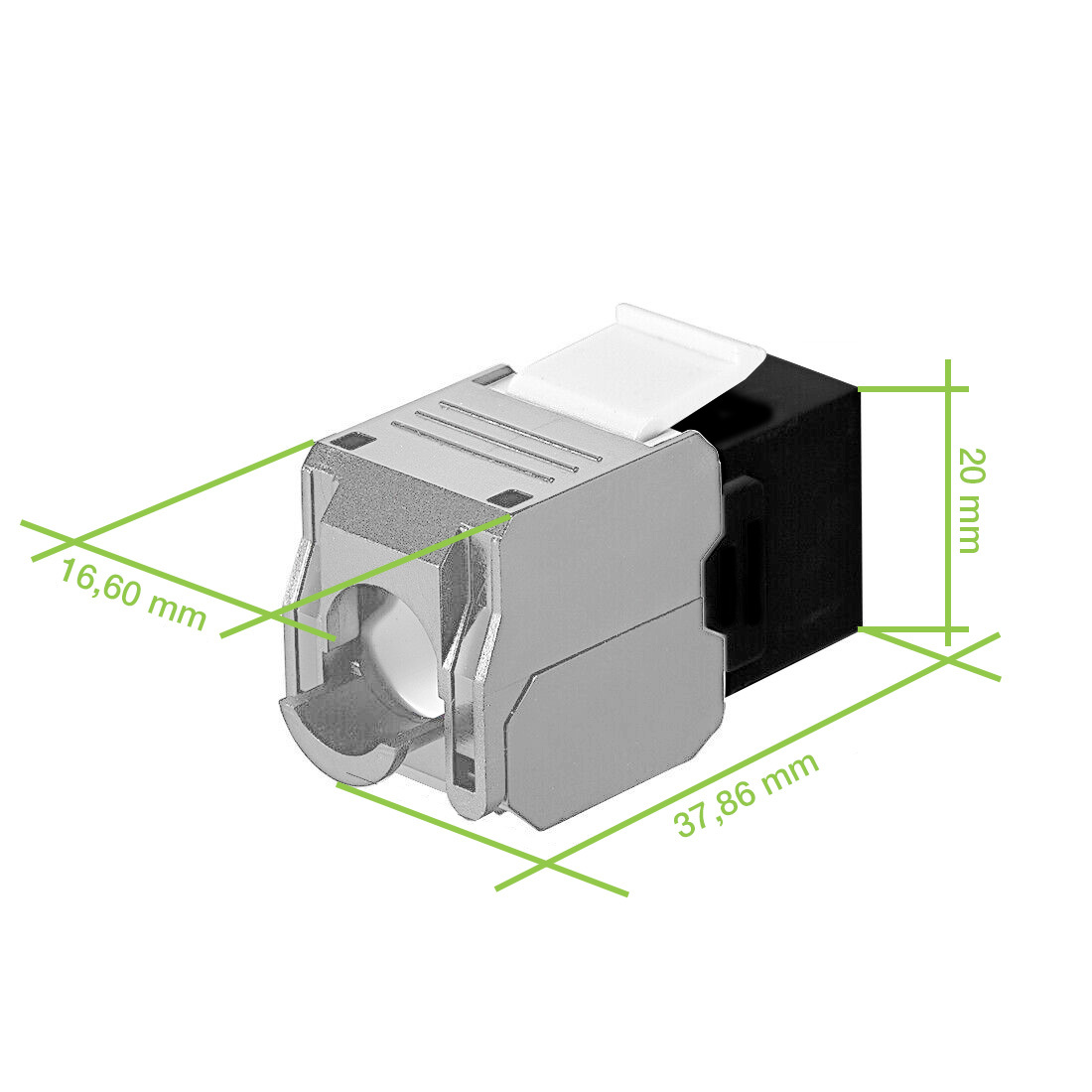 Frutto Keystone RJ45 Cat6A UTP Tool-Free Nero Grigio - Techly Professional IWP-MD C6A/BBT