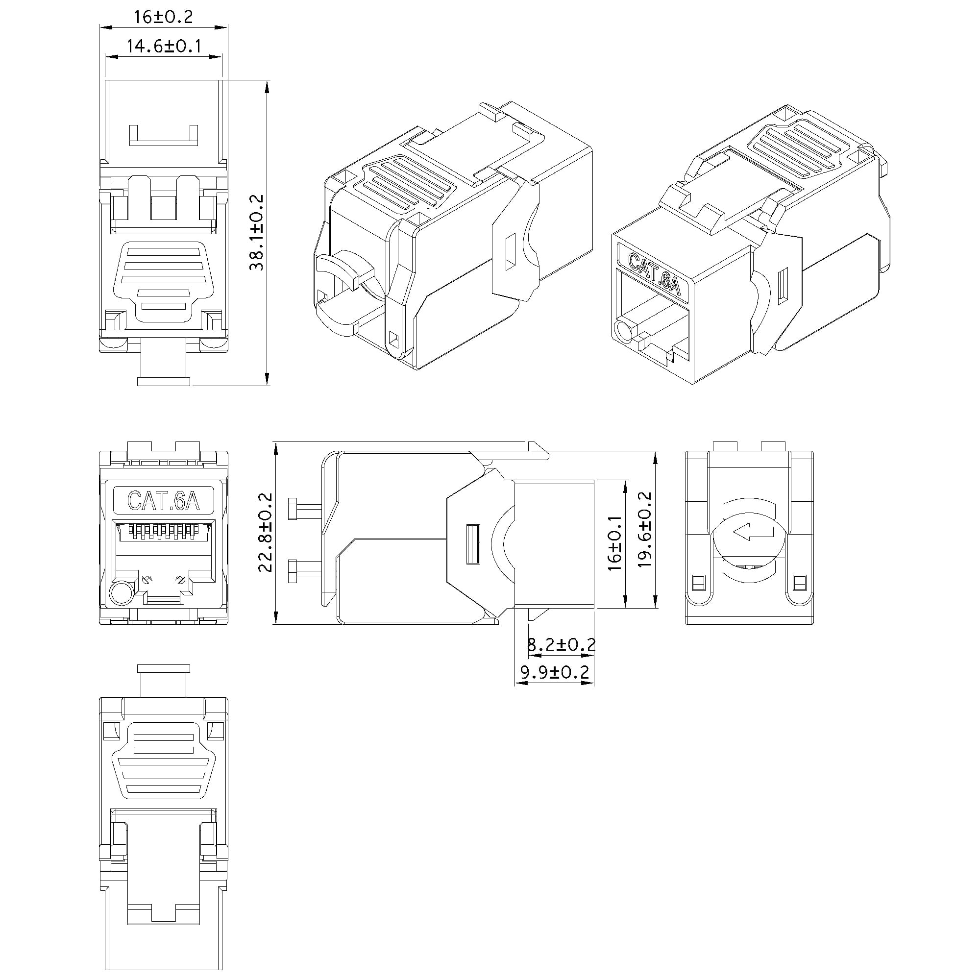 Frutto Keystone RJ45 Cat6A UTP Toolless Nero 3µ - Intellinet IWP-MD C6A/BKI3