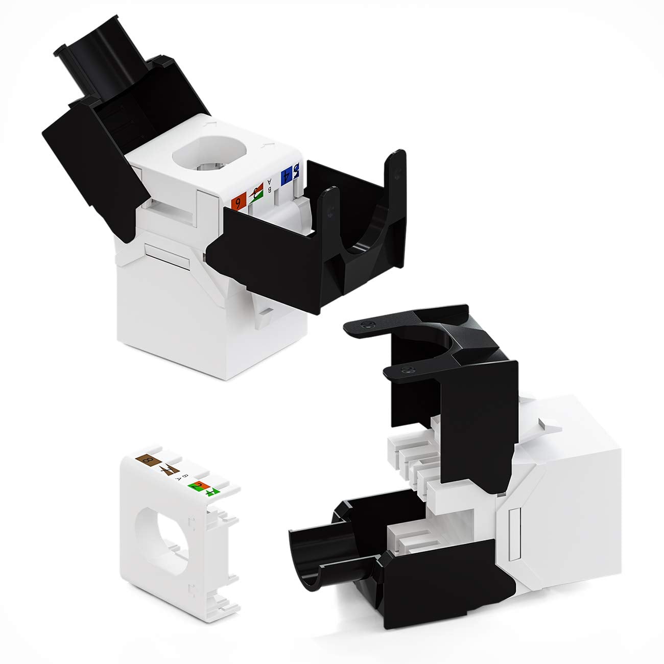 Frutto Keystone RJ45 Cat6A UTP Tool-Free Bianco Nero - Techly Professional IWP-MD C6A/BWT