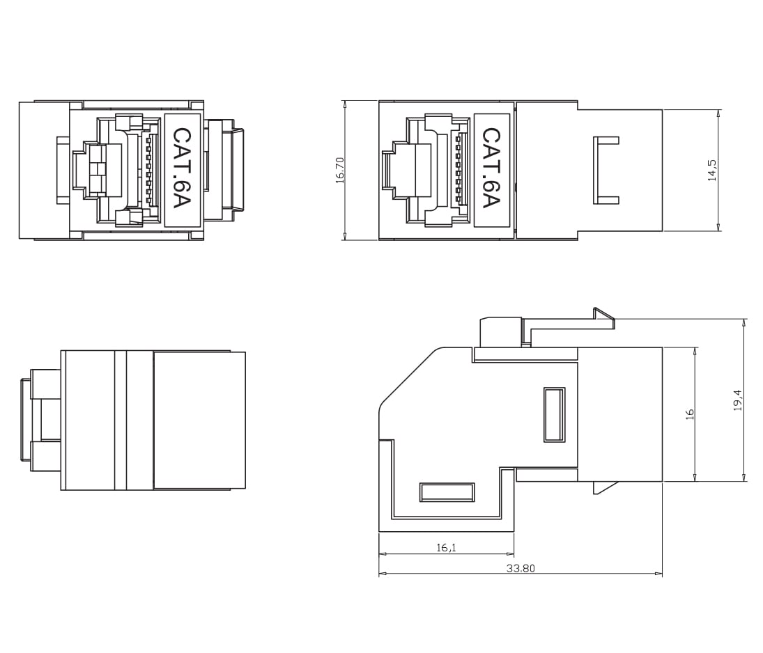 Accoppiatore RJ45 F/F 90° Cat6A Schermato - Techly Professional IWP-MD C6A/S90T