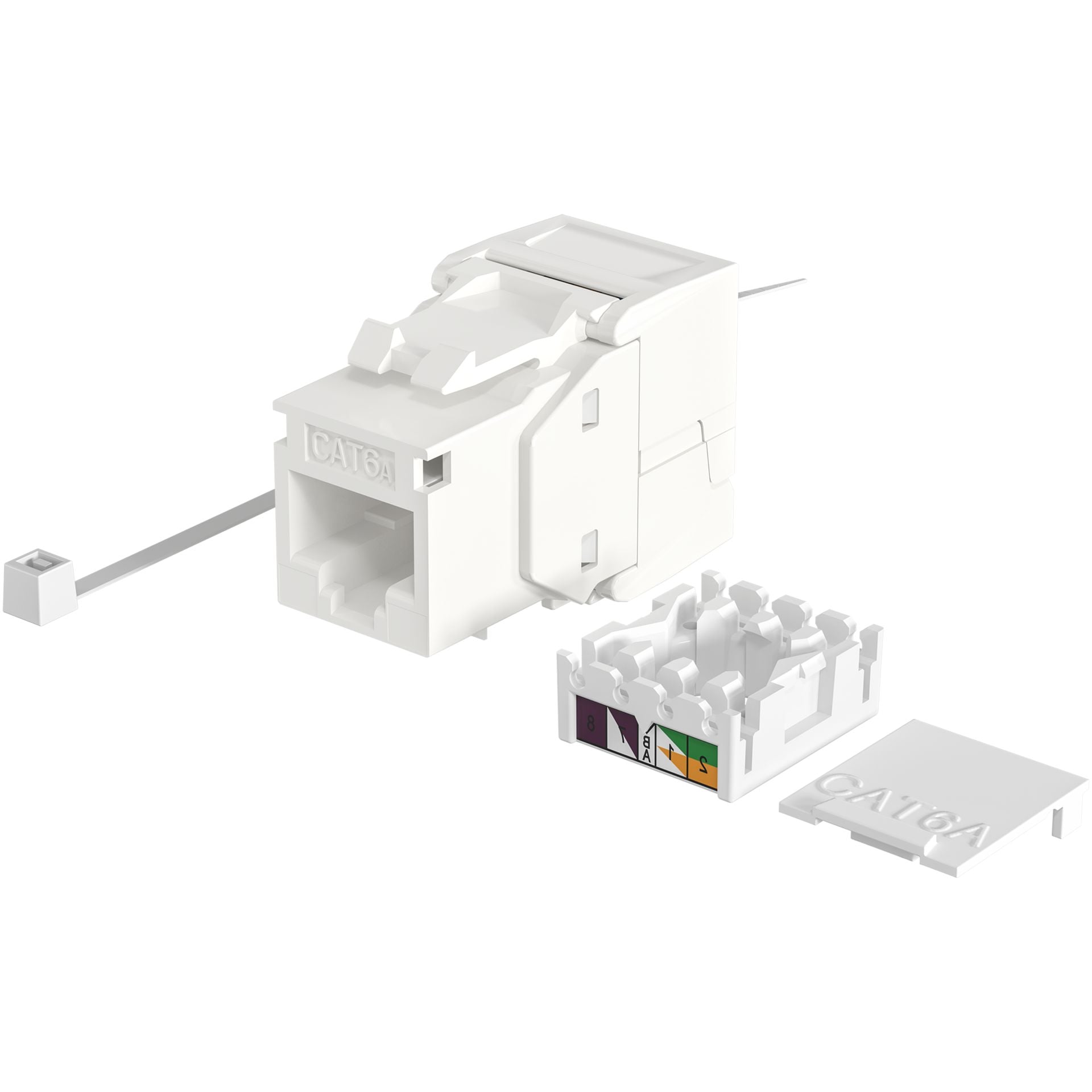 Frutto Keystone Cat6A UTP Bianco con tappo antipolvere - IWP-MD C6A/SHUTW