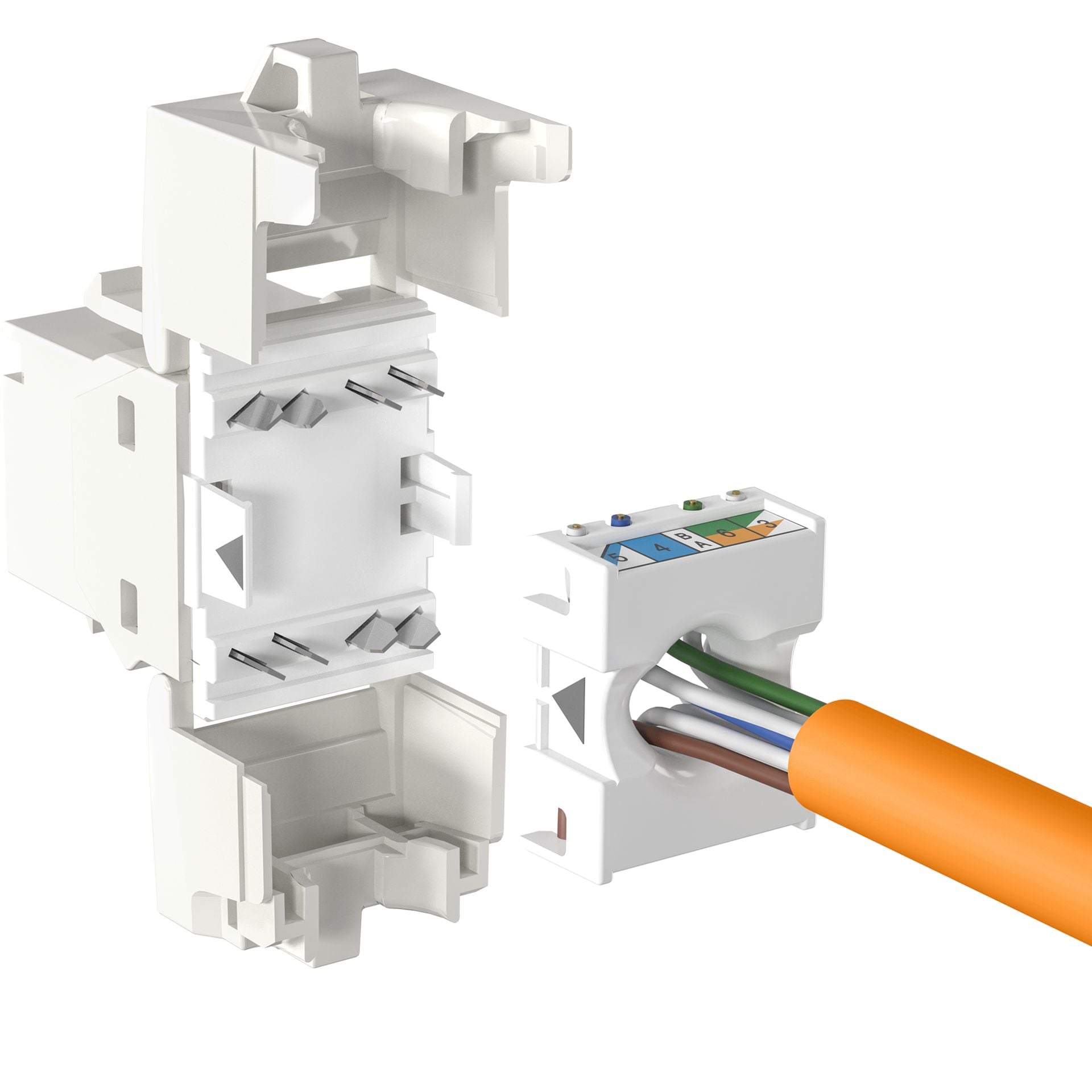 Frutto Keystone Cat6A UTP Bianco con tappo antipolvere - IWP-MD C6A/SHUTW