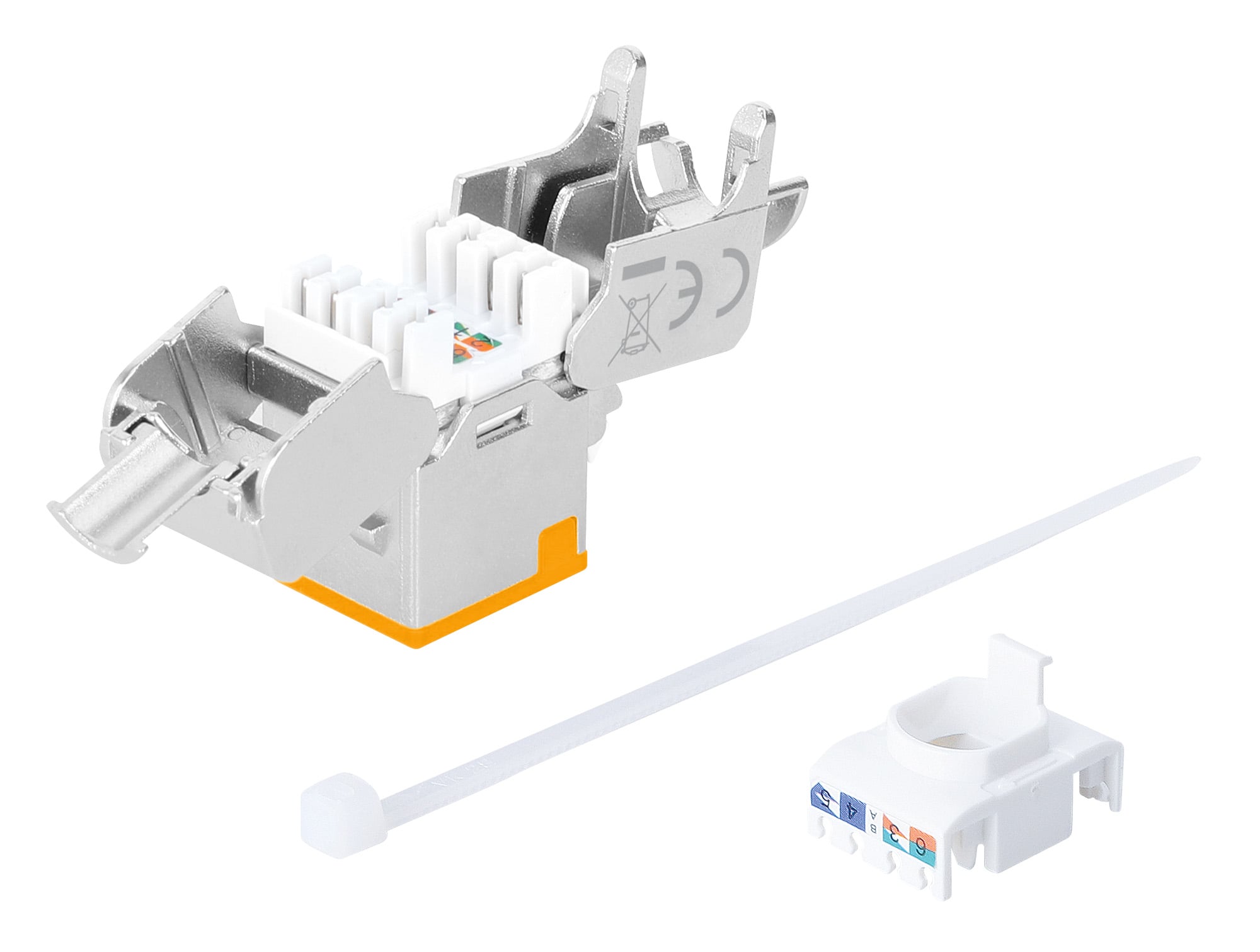 Frutto Keystone RJ45 Cat6A 10G Slim STP Toolless Arancione - Intellinet IWP-MD C6A/STOR