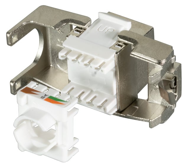 Frutto Keystone RJ45 Cat6A 10Gigabit FTP 180° Toolless con Otturatore - Intellinet IWP-MD C6A/TLFE