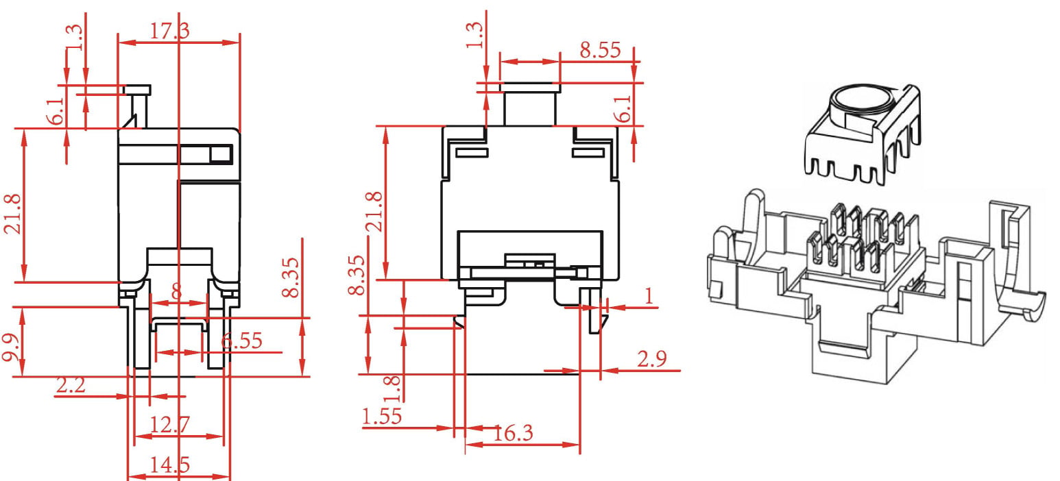 Frutto Keystone RJ45 UTP Cat6A - Techly Professional IWP-MD C6A/UFLT