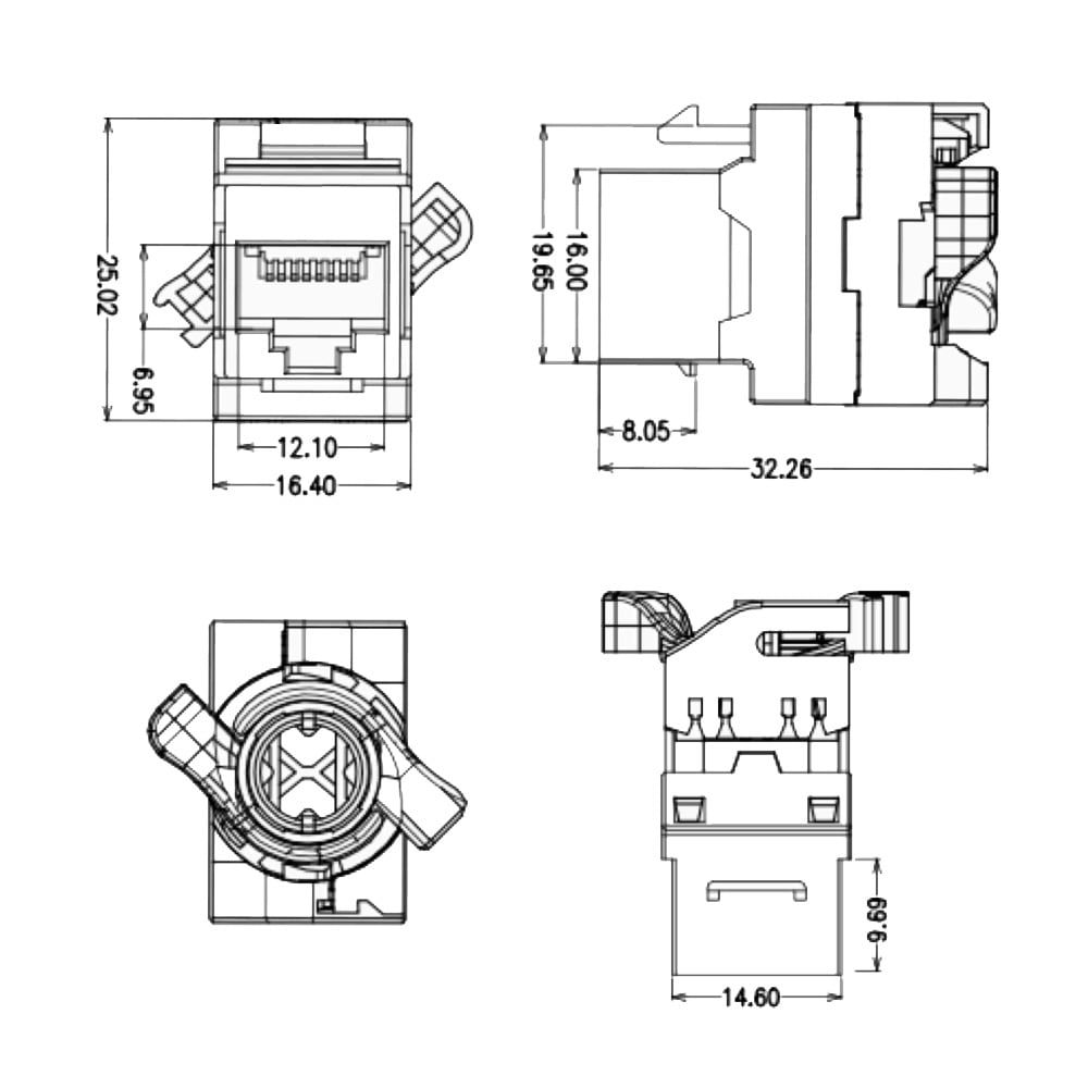 Frutto Keystone RJ45 Cat6A UTP Tooless - Techly Professional IWP-MD C6A/UROTT