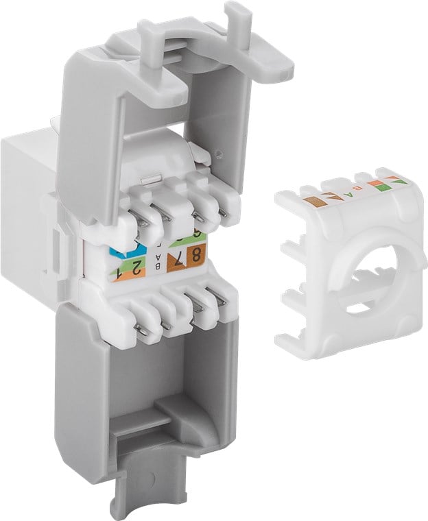 Frutto Keystone RJ45 Cat6A UTP Tool-Free Bianco Grigio - Techly Professional IWP-MD C6A/WWT