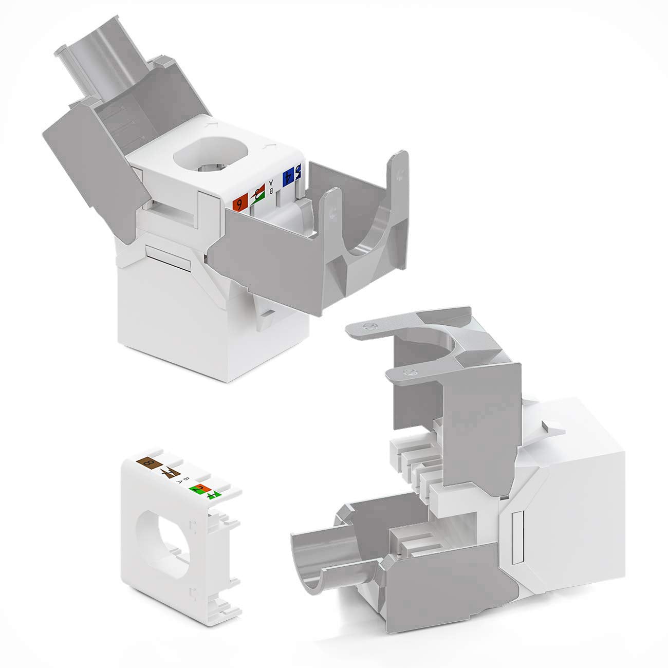 Frutto Keystone RJ45 Cat6A UTP Tool-Free Bianco Grigio - Techly Professional IWP-MD C6A/WWT