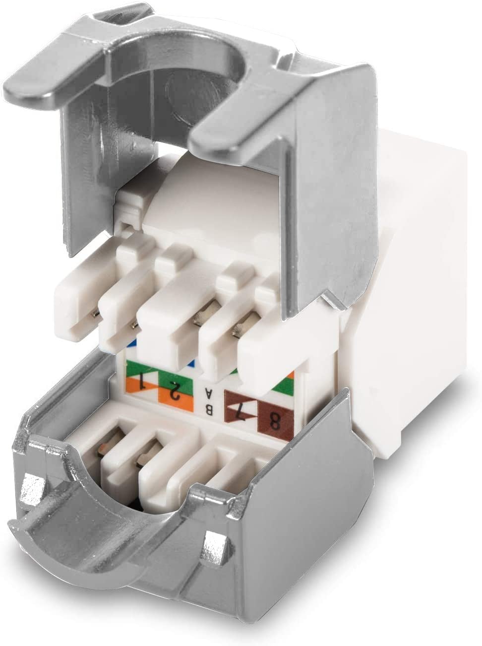 Frutto Keystone RJ45 Cat6A UTP Tool-Free Bianco Grigio - Techly Professional IWP-MD C6A/WWT
