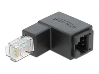 Adapter RJ 45 Male Female Cat 6 UTP Angulated towards the Low to 90 ° Black - Delock IWP-MD C 6 U-RJ 45 D