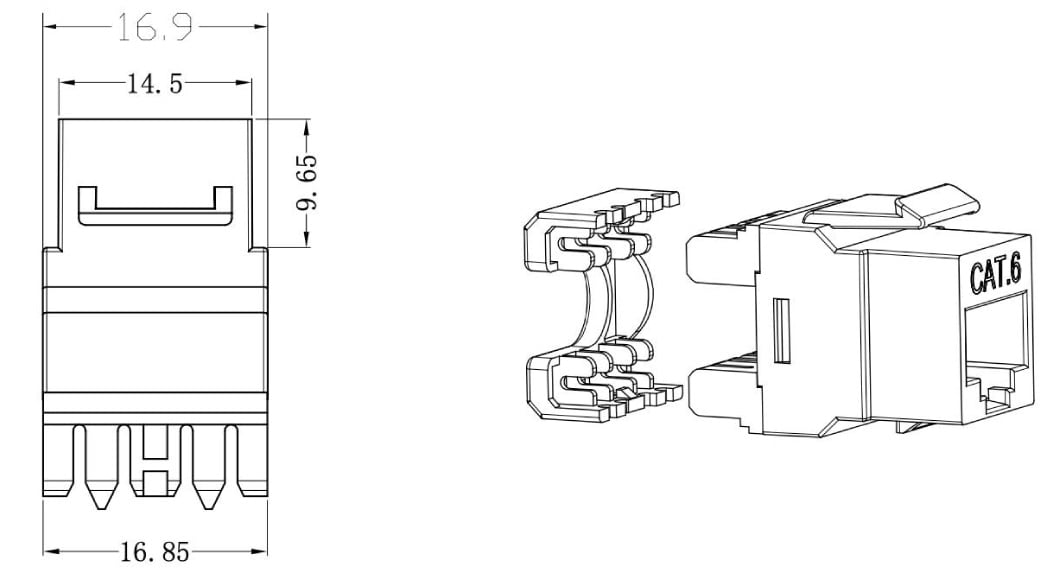 Frutto Keystone RJ45 UTP Cat6 180° Bianco - Techly Professional IWP-MD C6/180WT