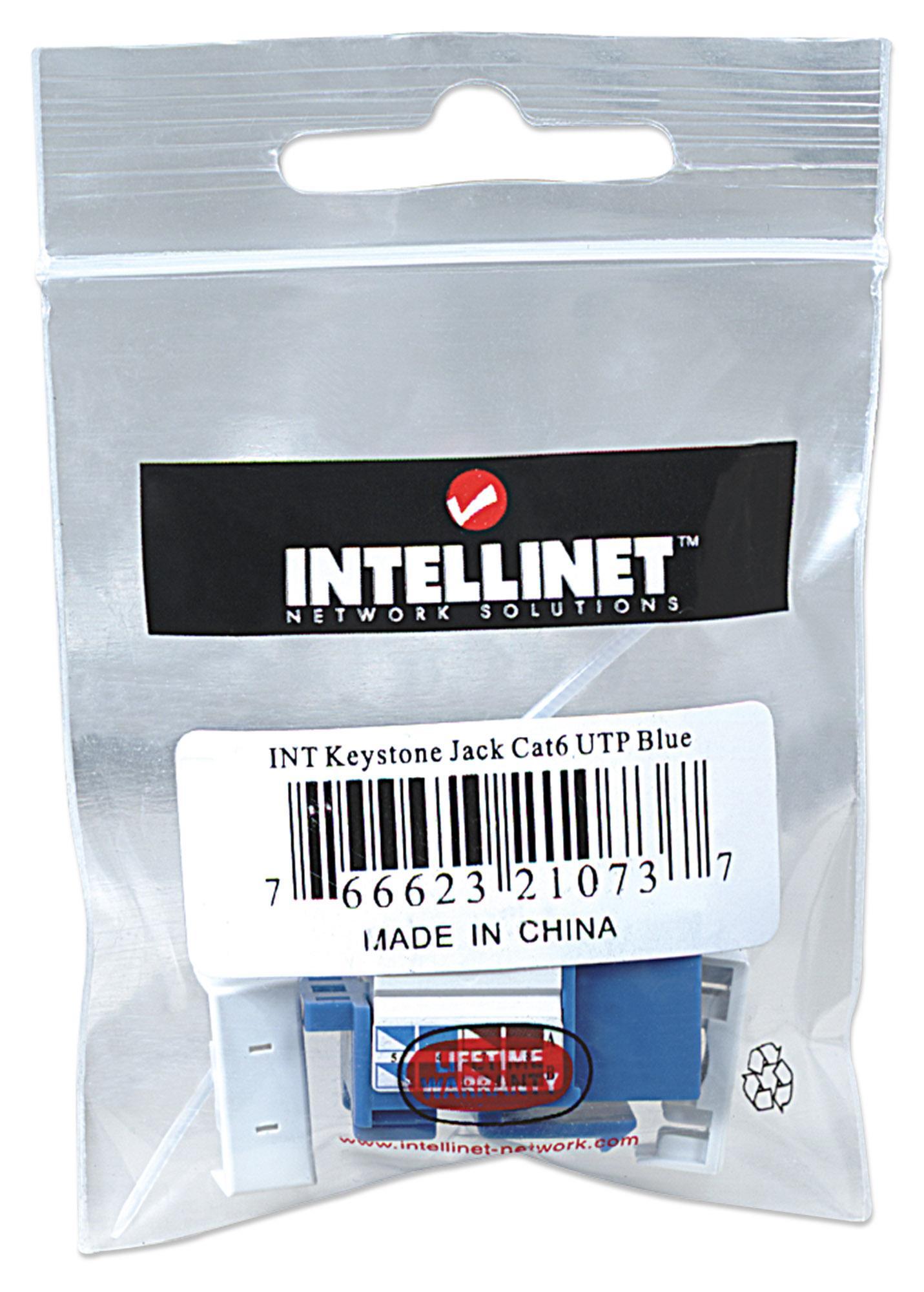 Frutto Keystone RJ45 Cat6 UTP non schermato Blu - Intellinet IWP-MD C6/BL