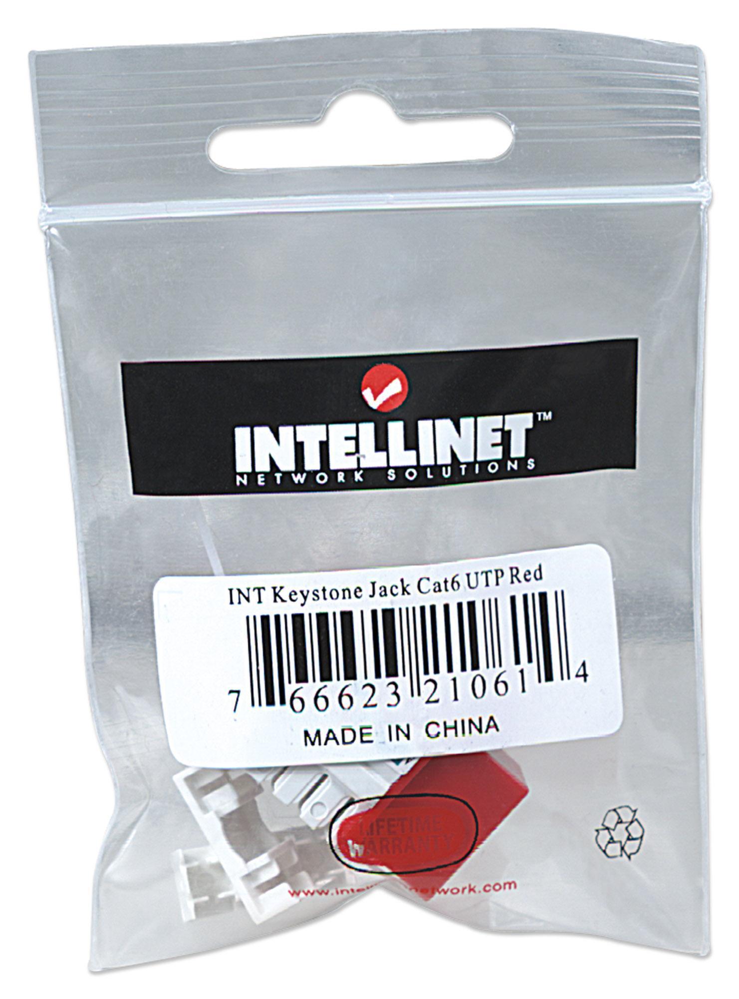 Frutto Keystone RJ45 Cat6 UTP non schermato Rosso - Intellinet IWP-MD C6/RED