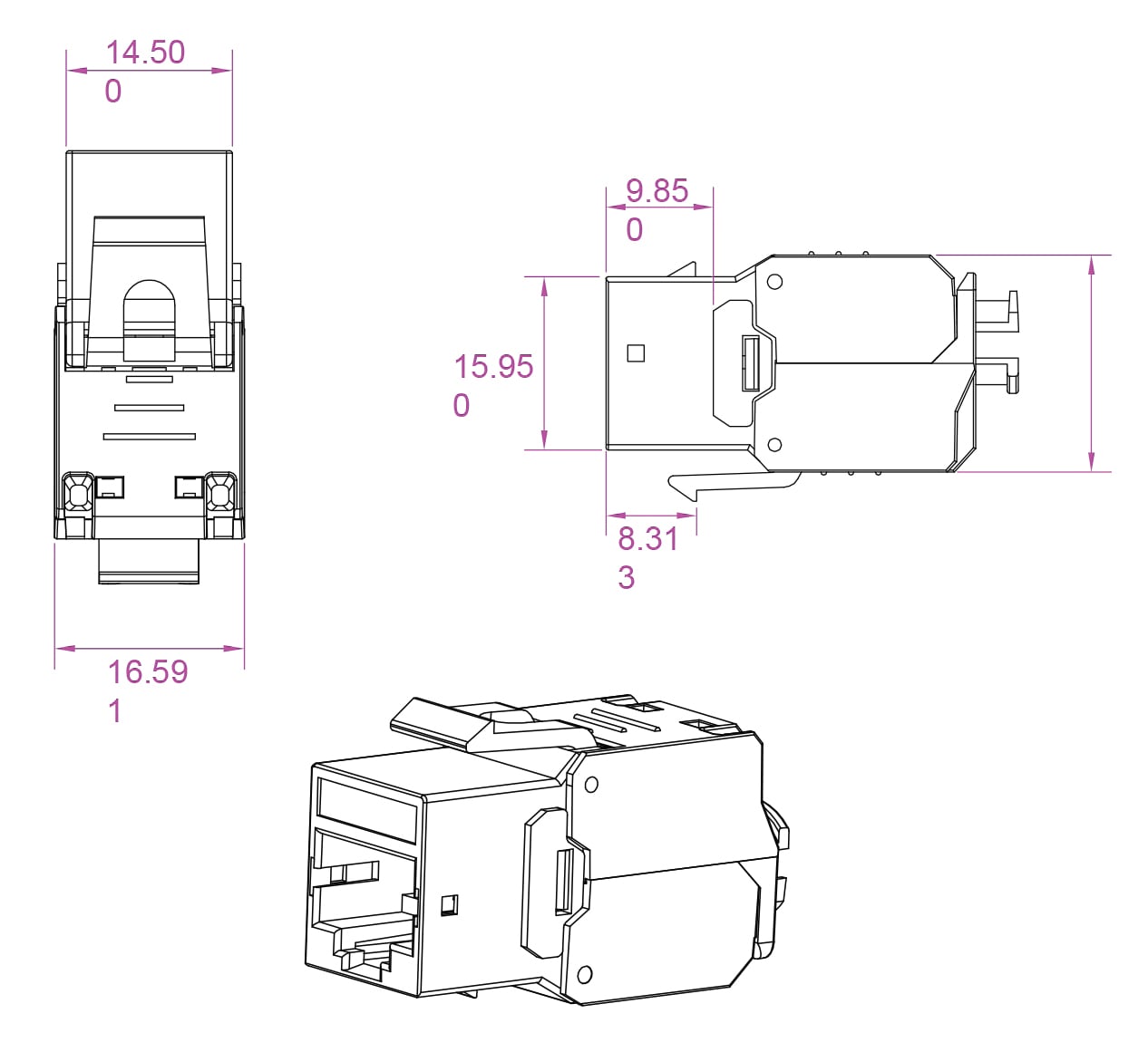 Frutto Keystone RJ45 Cat6 STP Tooless - Techly Professional IWP-MD C6/STPT