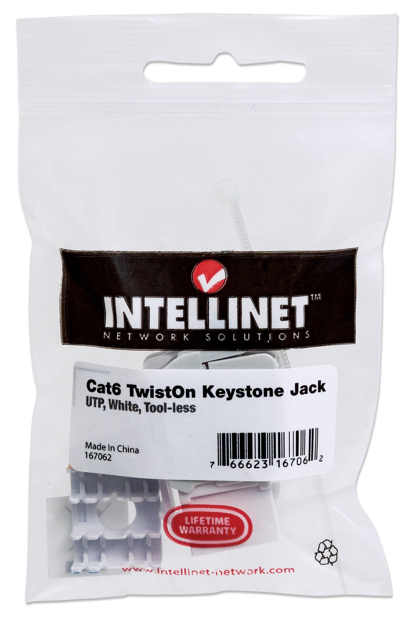 Frutto Keystone RJ45 UTP Cat6 Bianco - Intellinet IWP-MD C6/TLU
