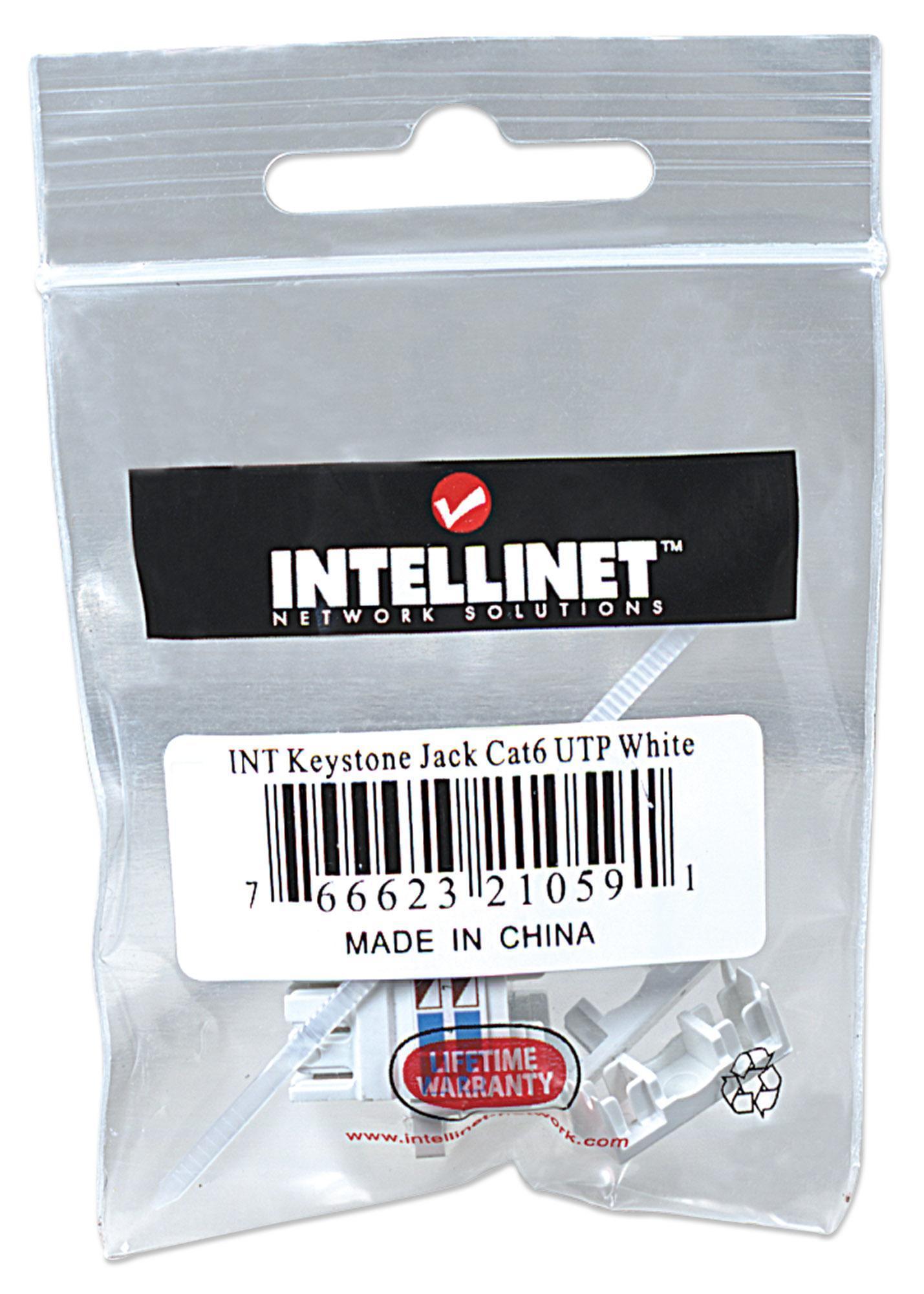 Frutto Keystone RJ45 Cat6 UTP non schermato Bianco - Intellinet IWP-MD C6/WH