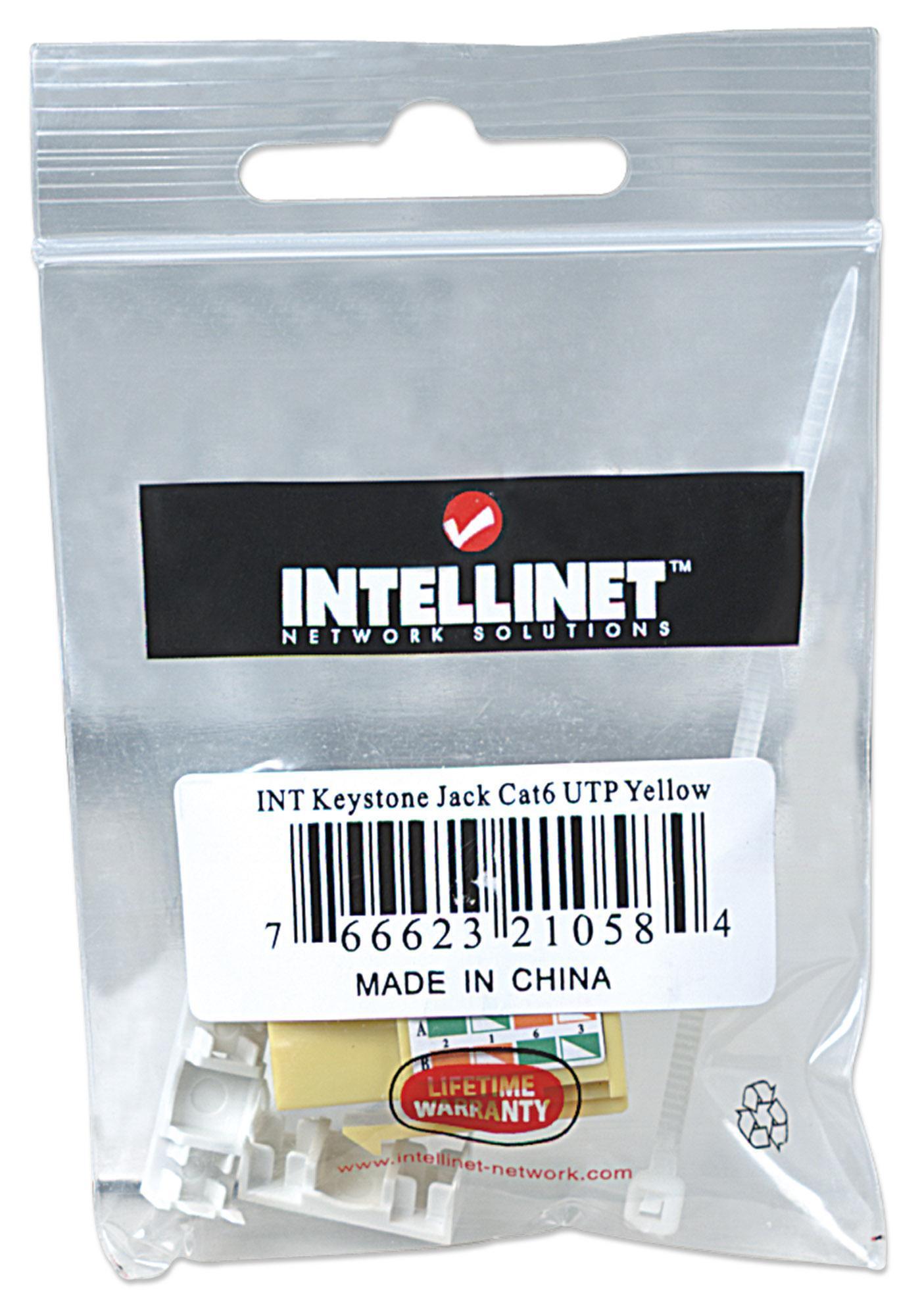 Frutto Keystone RJ45 Cat6 UTP non schermato Giallo - Intellinet IWP-MD C6/YE