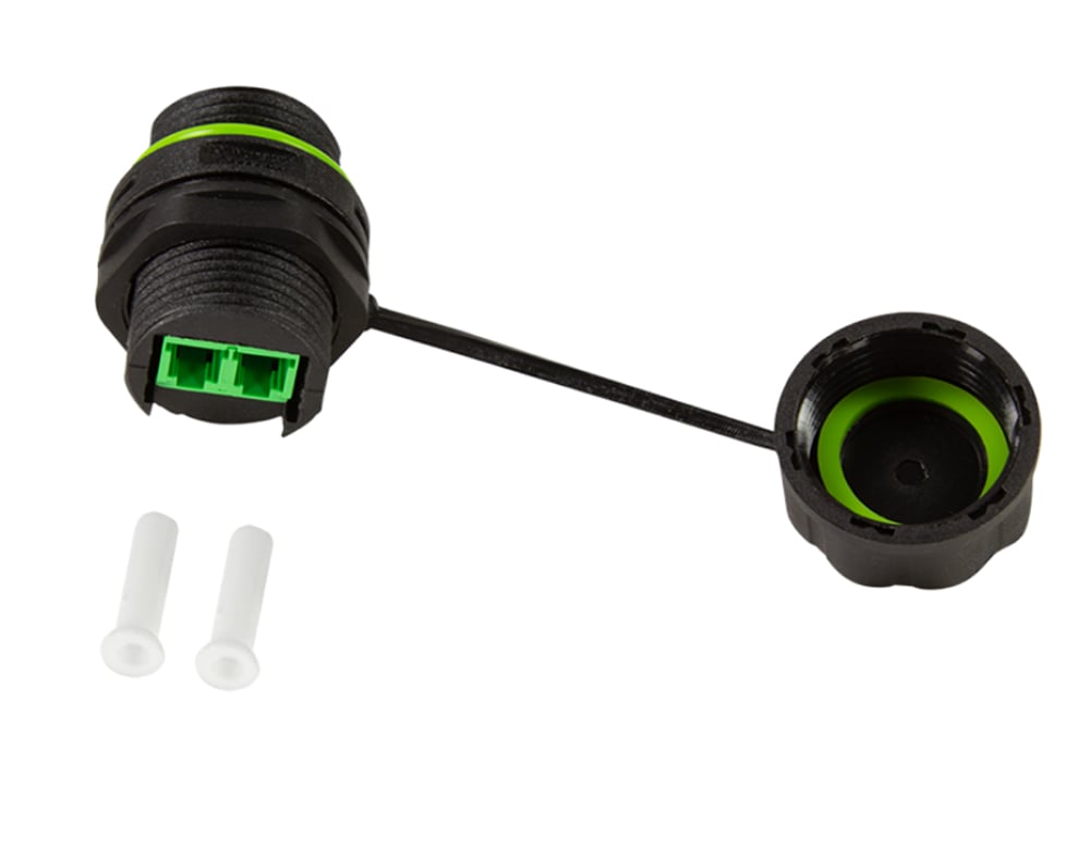Connettore Fibra Ottica LC Duplex Impermeabile IP68 con Pressacavo e Cappuccio Antipolvere - Logilink IWP-MD FOLC-IPGL